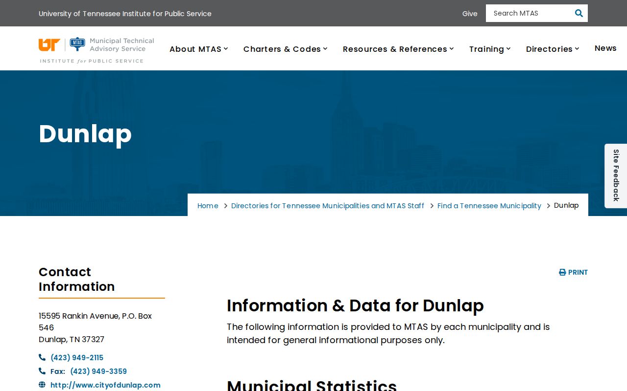 Dunlap municipal court docket contacts in the MTAS directory